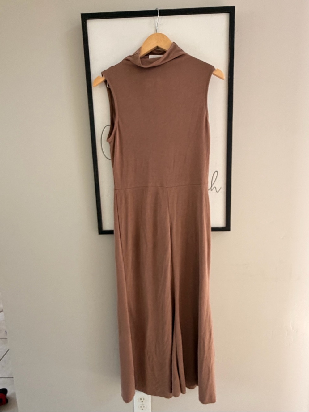 all:row Sleeveless Mock Neck Maxi Dress in Brown